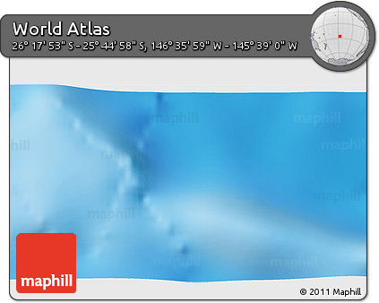 Physical 3D Map of the Area around 26° 1' 26" S, 146° 7' 30" W