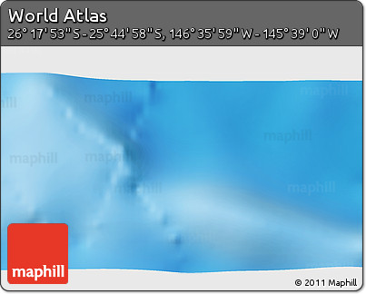 Physical 3D Map of the Area around 26° 1' 26" S, 146° 7' 30" W