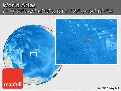 Shaded Relief Location Map of the Area around 26° 1' 26" S, 151° 13' 29" W