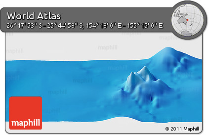Physical Panoramic Map of the Area around 26° 1' 26" S, 154° 46' 30" E
