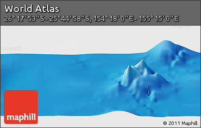 Physical Panoramic Map of the Area around 26° 1' 26" S, 154° 46' 30" E