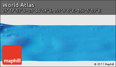 Physical Panoramic Map of the Area around 26° 1' 26" S, 155° 37' 30" E