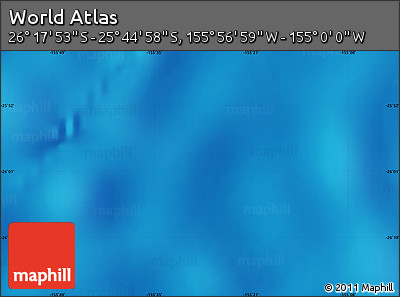 Physical Map of the Area around 26° 1' 26" S, 155° 28' 29" W
