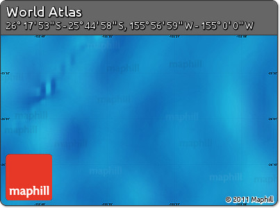 Physical Map of the Area around 26° 1' 26" S, 155° 28' 29" W