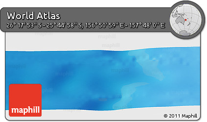 Physical Panoramic Map of the Area around 26° 1' 26" S, 157° 19' 29" E