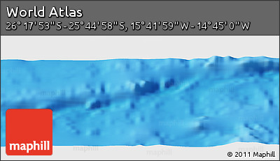 Physical Panoramic Map of the Area around 26° 1' 26" S, 15° 13' 29" W