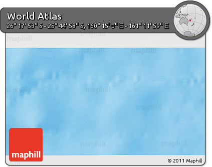 Physical 3D Map of the Area around 26° 1' 26" S, 160° 43' 29" E