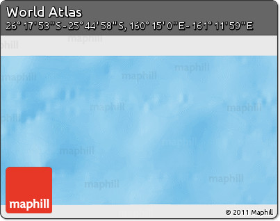 Physical 3D Map of the Area around 26° 1' 26" S, 160° 43' 29" E