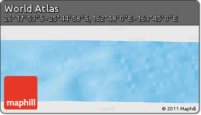 Physical Panoramic Map of the Area around 26° 1' 26" S, 163° 16' 30" E