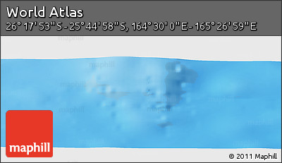 Physical Panoramic Map of the Area around 26° 1' 26" S, 164° 58' 29" E