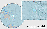 Gray Location Map of the area around 26° 1' 26" S, 165° 49' 29" E, hill shading