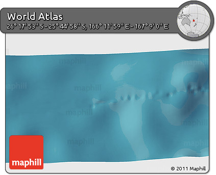 Satellite 3D Map of the Area around 26° 1' 26" S, 166° 40' 30" E