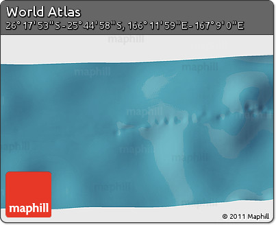 Satellite 3D Map of the Area around 26° 1' 26" S, 166° 40' 30" E