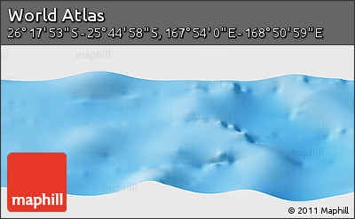 Physical Panoramic Map of the Area around 26° 1' 26" S, 168° 22' 30" E