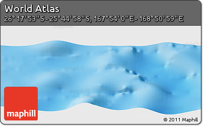 Physical Panoramic Map of the Area around 26° 1' 26" S, 168° 22' 30" E