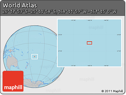 Gray Location Map of the Area around 26° 1' 26" S, 168° 13' 29" W