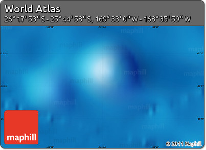 Shaded Relief Map of the Area around 26° 1' 26" S, 169° 4' 29" W