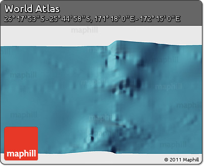 Satellite 3D Map of the Area around 26° 1' 26" S, 171° 46' 30" E