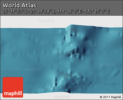 Satellite 3D Map of the Area around 26° 1' 26" S, 171° 46' 30" E