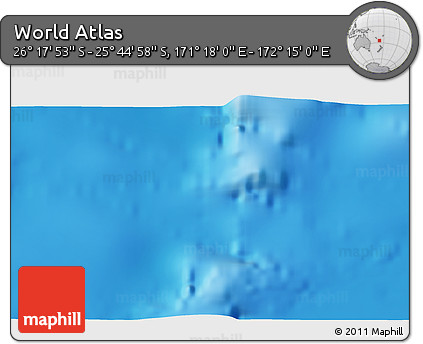 Shaded Relief 3D Map of the Area around 26° 1' 26" S, 171° 46' 30" E