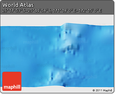 Shaded Relief 3D Map of the Area around 26° 1' 26" S, 171° 46' 30" E