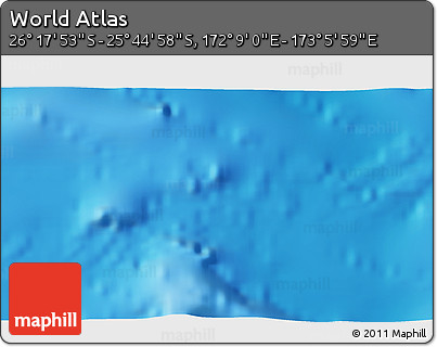 Physical 3D Map of the Area around 26° 1' 26" S, 172° 37' 30" E
