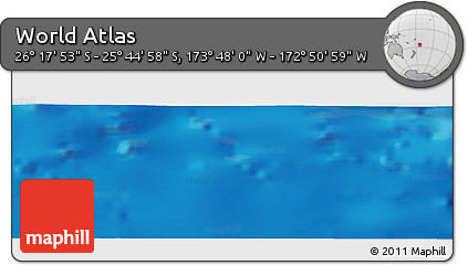 Shaded Relief Panoramic Map of the Area around 26° 1' 26" S, 173° 19' 29" W