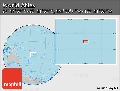 Gray Location Map of the Area around 26° 1' 26" S, 174° 10' 30" W