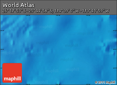 Physical Map of the Area around 26° 1' 26" S, 174° 10' 30" W