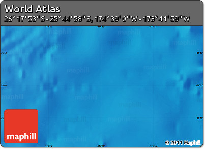 Physical Map of the Area around 26° 1' 26" S, 174° 10' 30" W