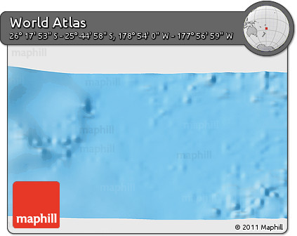 Physical 3D Map of the Area around 26° 1' 26" S, 178° 25' 30" W