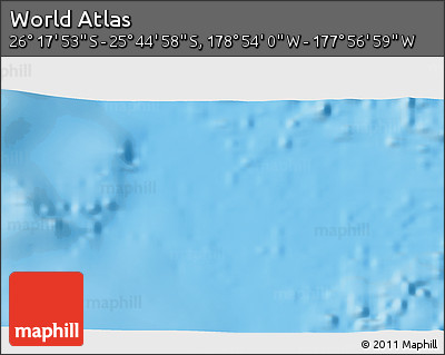 Physical 3D Map of the Area around 26° 1' 26" S, 178° 25' 30" W