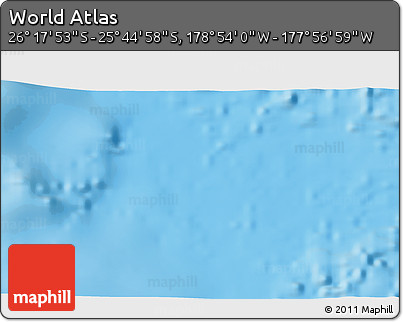 Physical 3D Map of the Area around 26° 1' 26" S, 178° 25' 30" W
