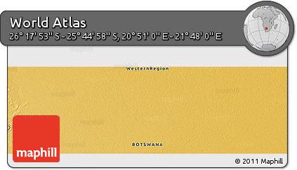 Physical Panoramic Map of the Area around 26° 1' 26" S, 21° 19' 30" E