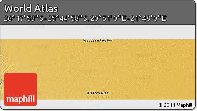 Physical Panoramic Map of the Area around 26° 1' 26" S, 21° 19' 30" E
