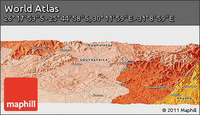 Political Panoramic Map of the Area around 26° 1' 26" S, 30° 40' 29" E