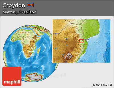 Physical Location Map of Croydon