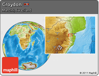 Physical Location Map of Croydon