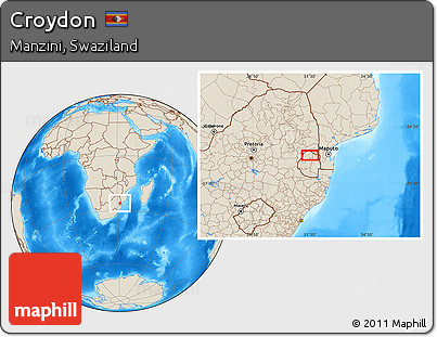 Shaded Relief Location Map of Croydon
