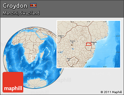 Shaded Relief Location Map of Croydon