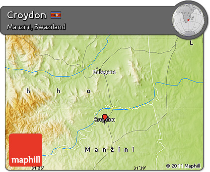 Physical Map of Croydon