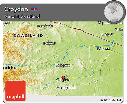 Physical Panoramic Map of Croydon