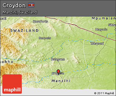 Physical Panoramic Map of Croydon
