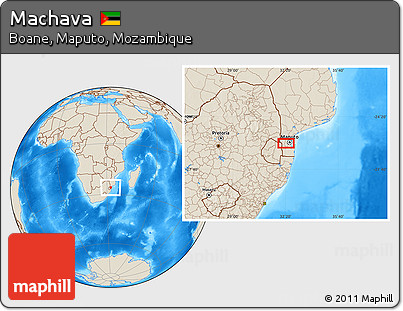 Shaded Relief Location Map of Machava