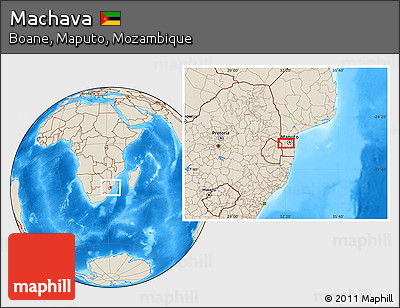 Shaded Relief Location Map of Machava