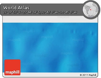 Shaded Relief 3D Map of the Area around 26° 1' 26" S, 32° 13' 30" W