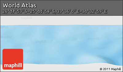 Physical Panoramic Map of the Area around 26° 1' 26" S, 34° 4' 30" E