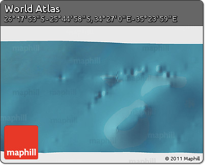 Satellite 3D Map of the Area around 26° 1' 26" S, 34° 55' 29" E