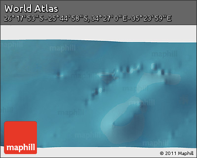 Satellite 3D Map of the Area around 26° 1' 26" S, 34° 55' 29" E
