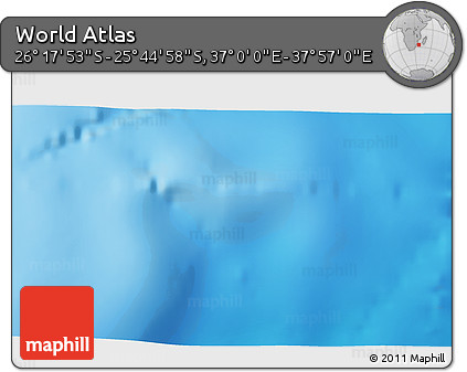 Physical 3D Map of the Area around 26° 1' 26" S, 37° 28' 30" E